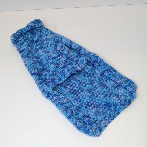 handmade hand knit aqua dog sweater medium - Picture 3 of 5
